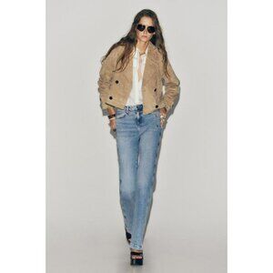 ZARA 100% LEATHER SHORT TRENCH COAT